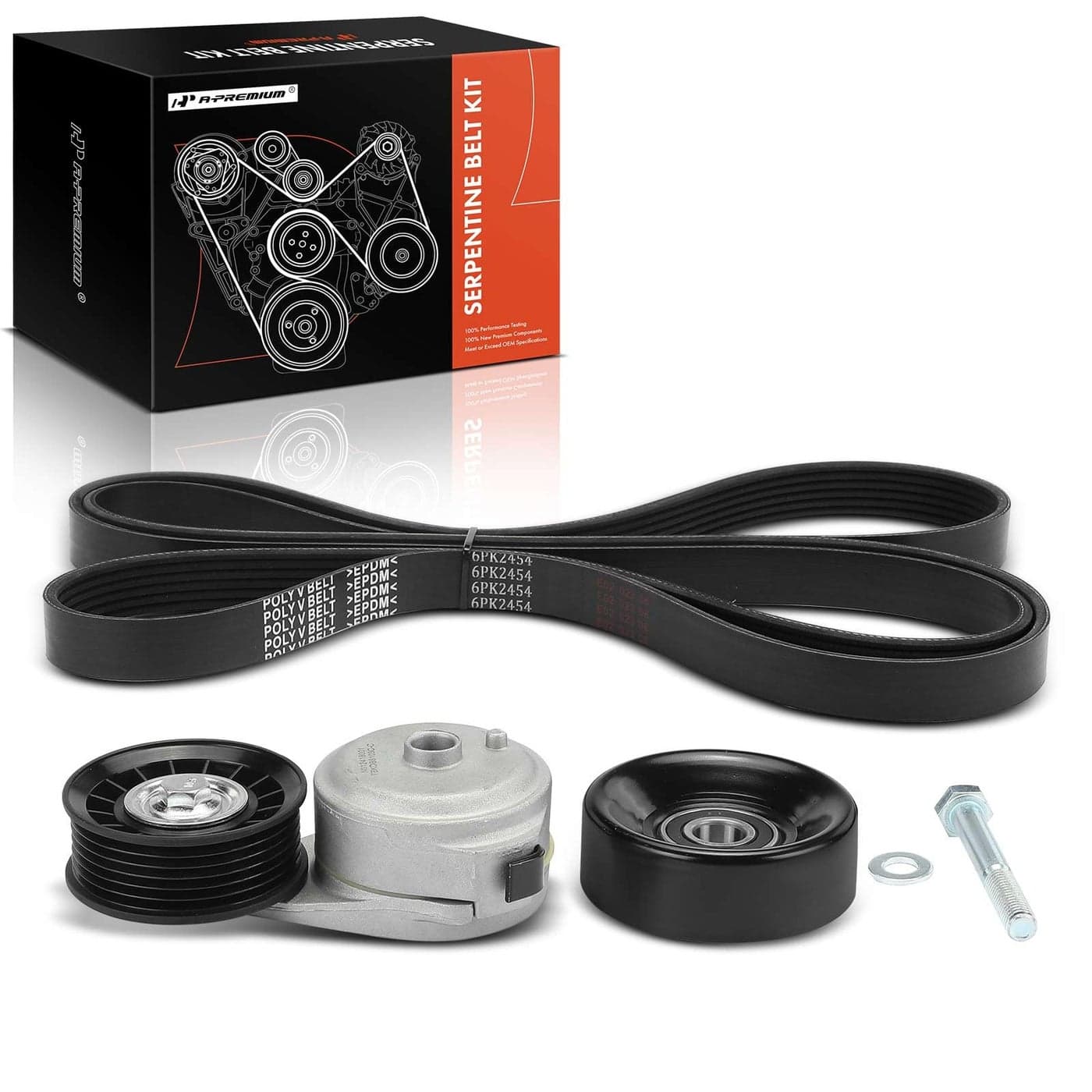 APremium Engine Serpentine Belt Drive Kit with Tensioner Idler Pulley Compatible with Chevrolet Tahoe C1500 C2500 Suburban GMC Yukon K1500 K3500 Cadillac Escalade V6 43L V8 50L 57L