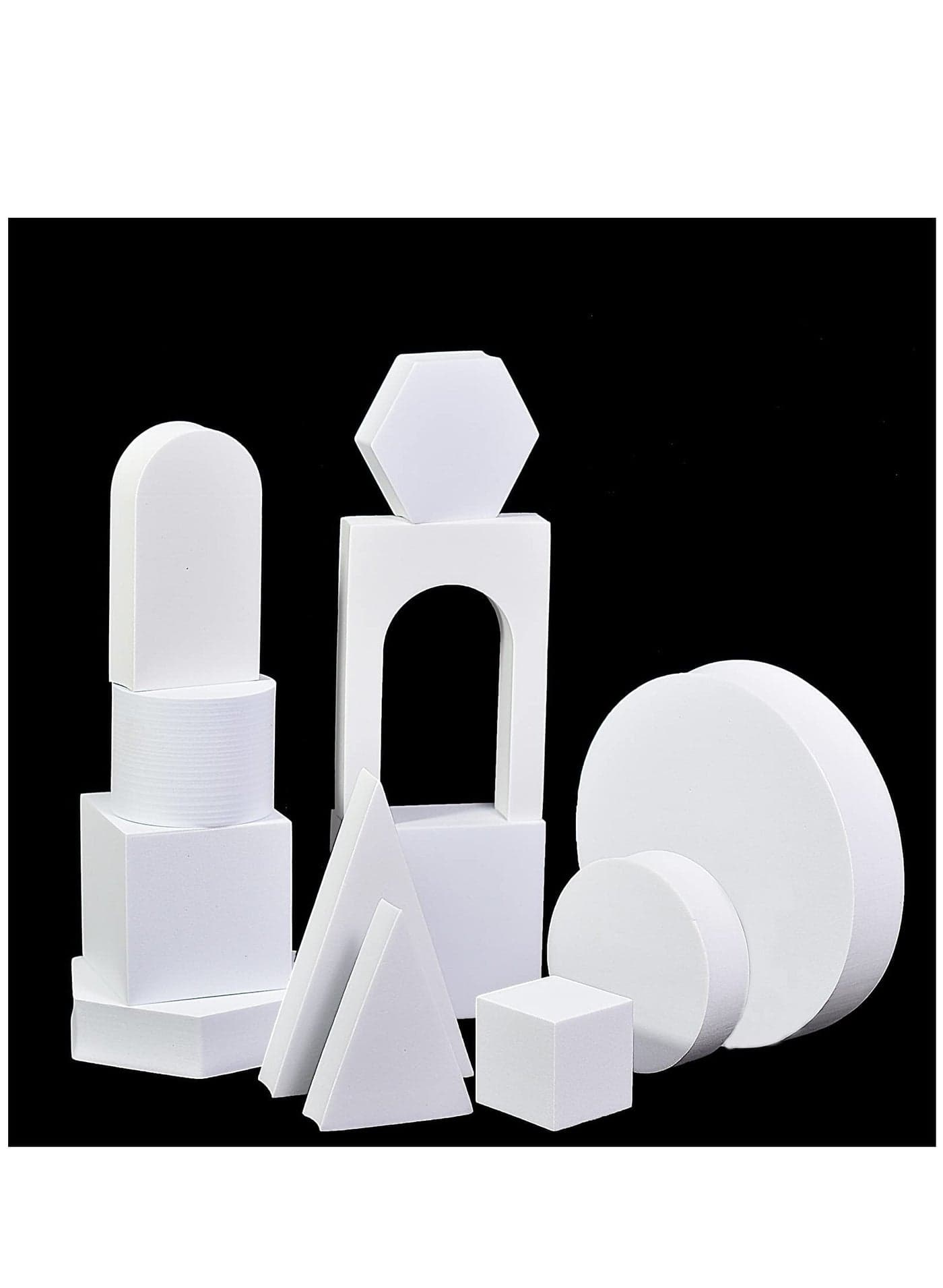 12PCS Product Photography Photo Props Hard Foam Geometric Shapes for Jewelry Cosmetic Flat Lay Photo Shoot (White)