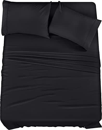 Utopia Bedding Full Sheet Set – 4 Piece Bed Sheets for Full Size Bed, Soft and Breathable Microfiber, Includes 1 Fitted Sheet, 1 Flat Sheet and 2 Pillowcases (Black)
