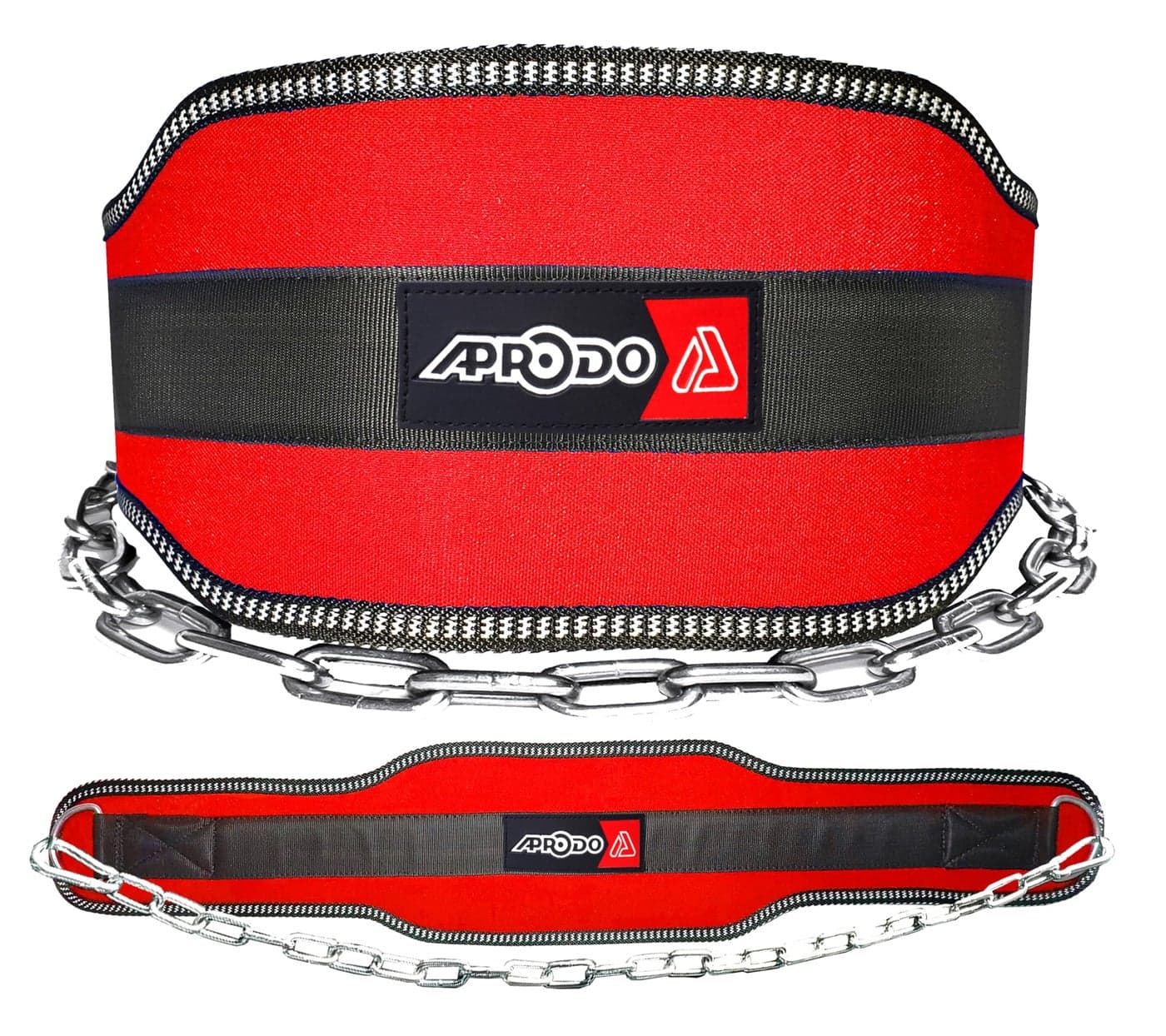 APRODO Sports DIP Belt with Steel Chain 36 INCHES Weighted Chain for DIPS Pull UPS Weight Lifting Crossfit ONE Size FITS All (RED)