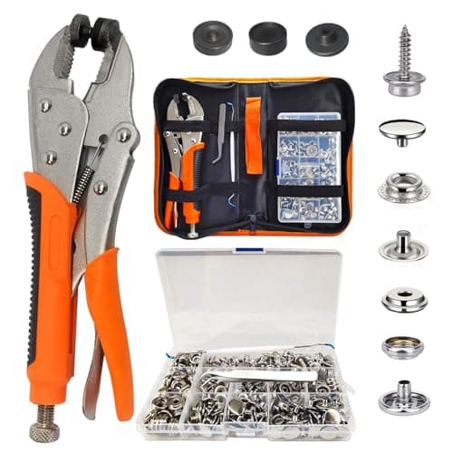 MinliGUY Snap Fasteners Kit, Heavy Duty Fastener Tool and 60-Set 15mm Marine Snaps Stainless Steel for Boat Covers/Tarp/Canvas/Upholstery/Leather Metal Press Studs Replacement, Installation, Repairing