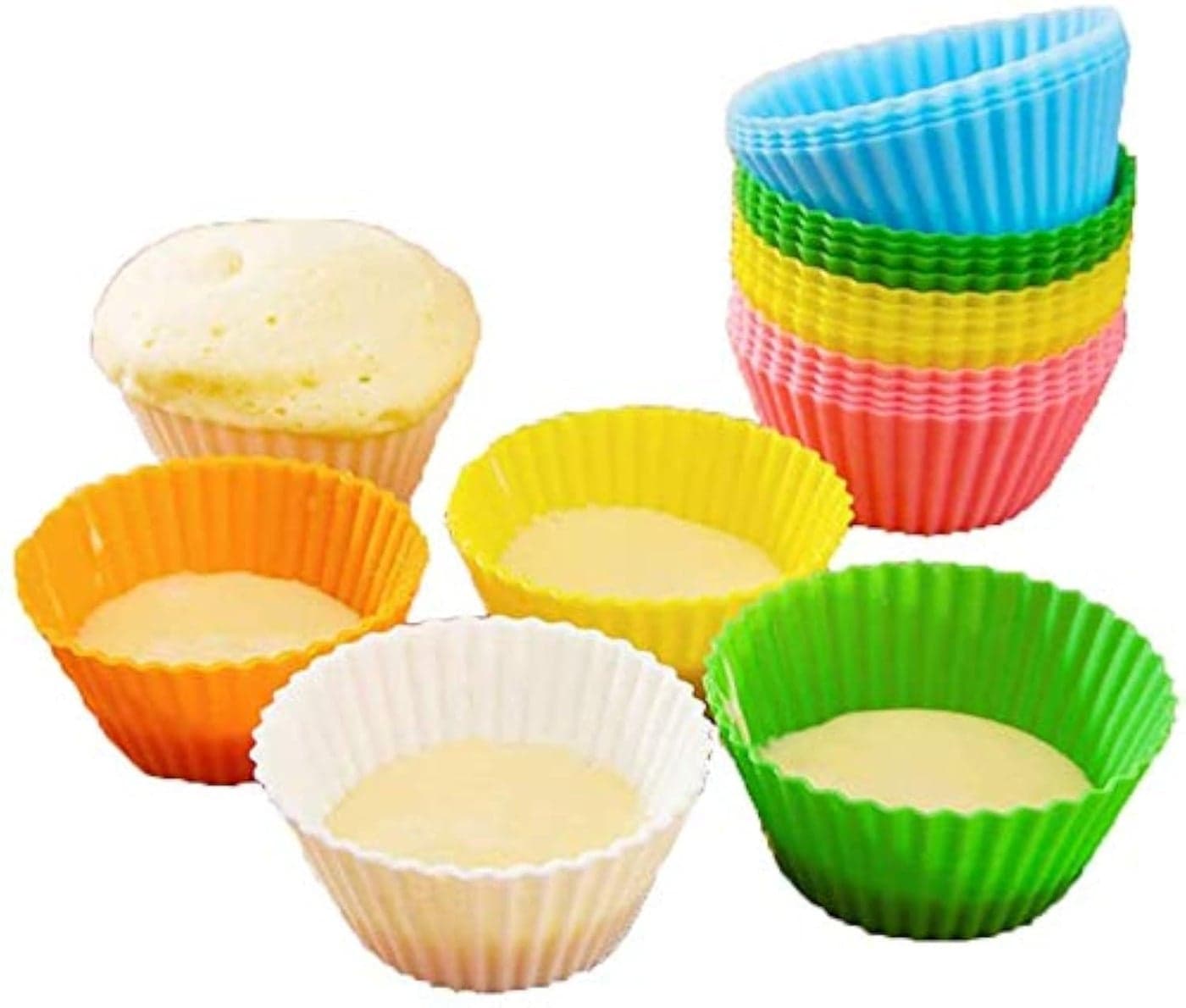 HAZEL Silicone Reusable Round Set of 24 Pcs Muffin Moulds, Multicolor