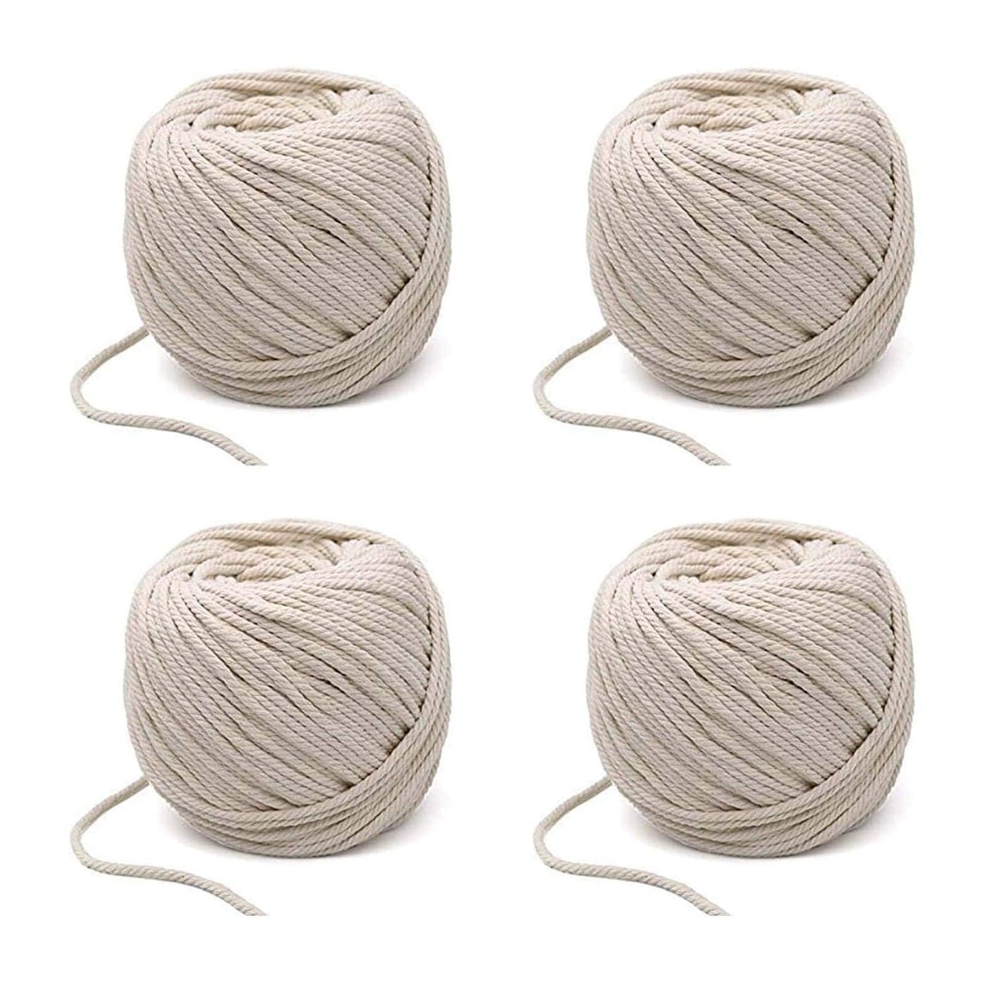 M Fabrics Macrame CordRope for Craft Work Plant Hanger Ropes 2 Strandply Macram Cord 2 mm Diameter 4 Spools