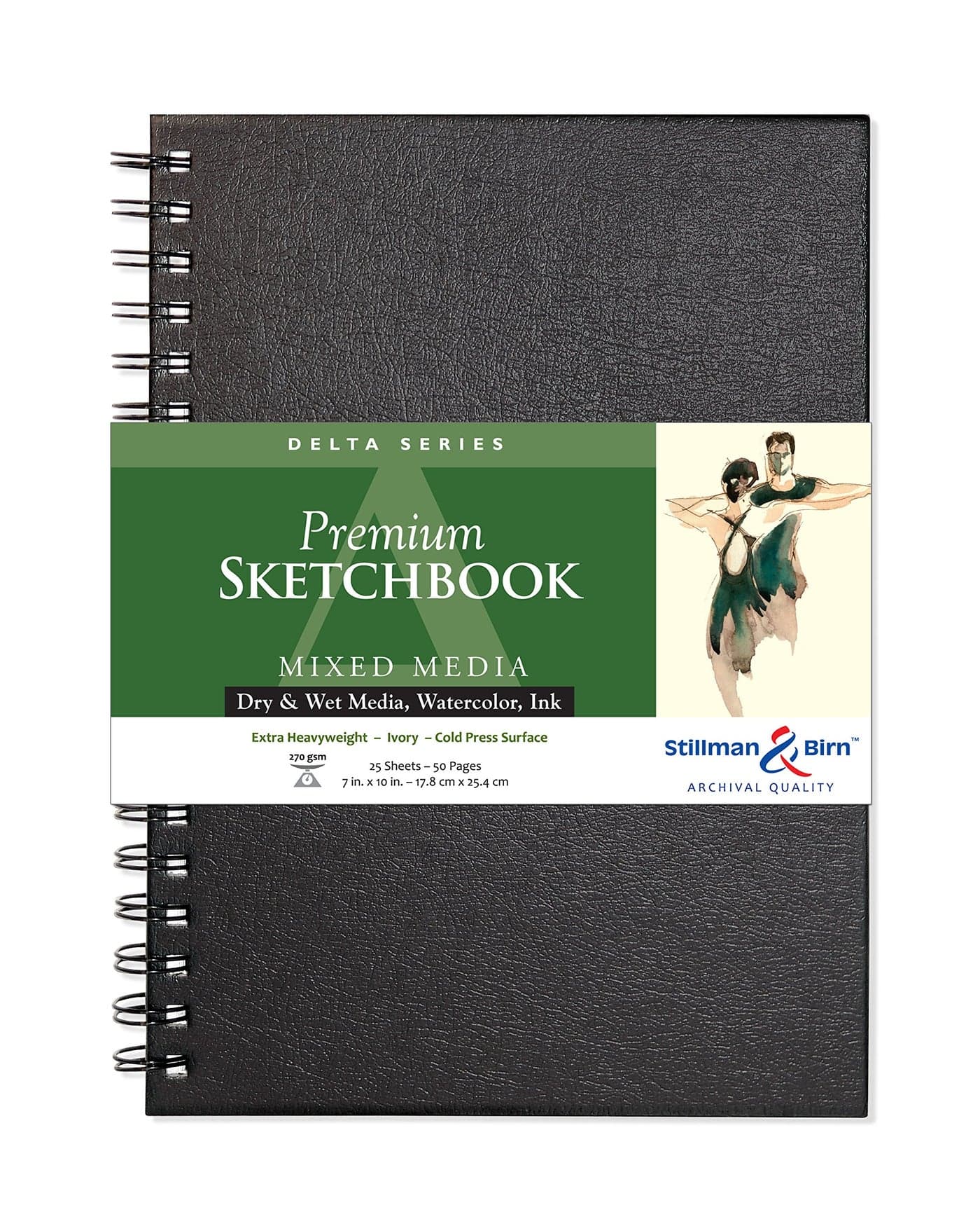 Stillman Birn Delta Series Wirebound Sketchbook 7 x 10 270 gsm Extra Heavyweight Ivory Paper Cold Press Surface