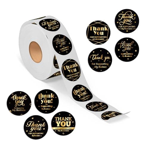 Wonder Hub Vinyl Wonderhub (Pack of 500) Attractive 8 Different Design Thank You Stickers for Packaging and Small Business (Design 1)