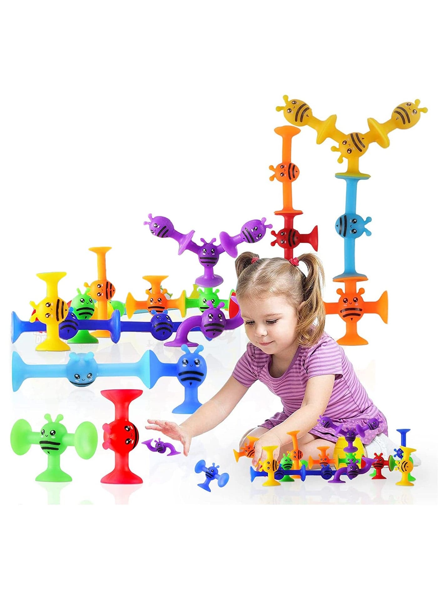 Suction Cup Toy Bath Toy 40 Pieces Montessori Toy From 3 4 5 Years Sensory Toy Soft Silicone Building Blocks Suction Toy For Stress Relief Parent-Child Interactive Game