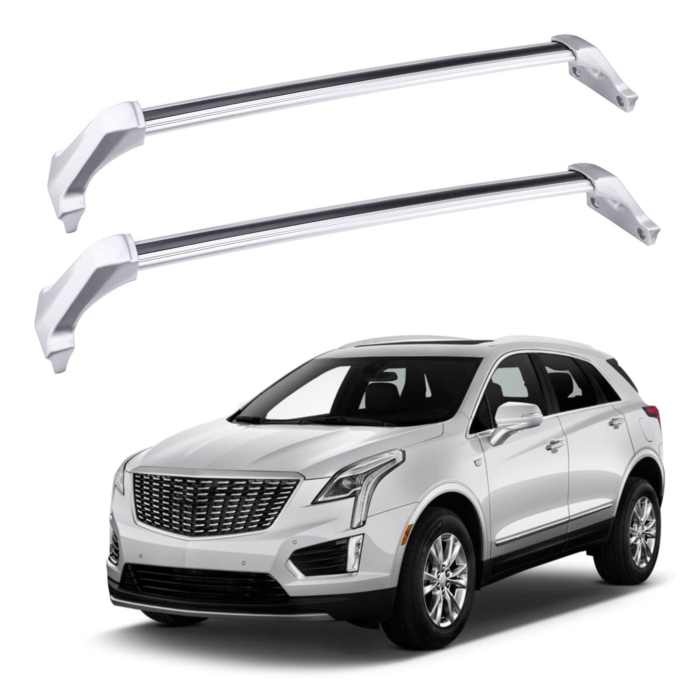 300Lbs Roof Rack Crossbars Compatible with Cadillac XT5 2017 2018 2019 2020 2021 2022 2023 2024 2025 Aluminum Cross Bar for Rooftop Cargo Carrier Luggage Kayak Bicycles Snowboard