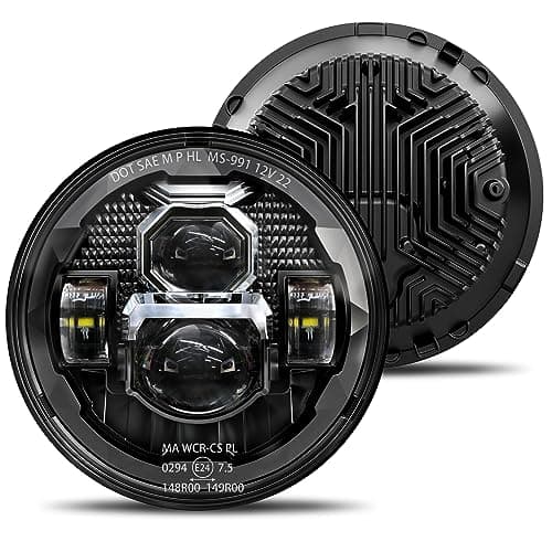 HWSTAR Pair New Upgraded 1000% Brighter Anti-glare 7 Inch Led Headlights Round Compatible with Jeep Wrangler JK JKU TJ LJ Chevy Ford GMC Dodge Mazda Nissan VW Mack etc DOT H6024 Hi/Low Sealed Beam