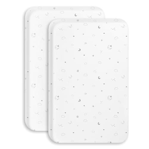 Papablic Bassinet Sheets 2 Pack for 2 in 1 Breathable Mesh Baby Bassinet, 33” x 21.6” Baby Bassinet Sheets, 100% Cotton Bedside Bassinet Sheets, Soft Breathable Bassinet Mattress Sheets, Grey