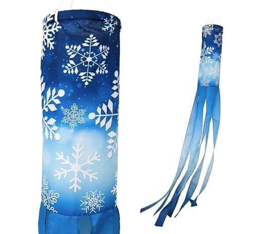 Madrona Brands Winter Snowflake Windsock Durable Outdoor Hanging Holiday Decoration Yard Patio Garden and More 60 Inch