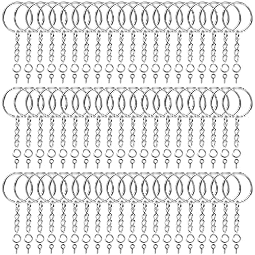 Audab 360Pcs Keychain Bulk, 120Pcs Keychain Rings with Chain and Open Jump Ring with Screw Eye Pins for Crafts and Jewelry Making