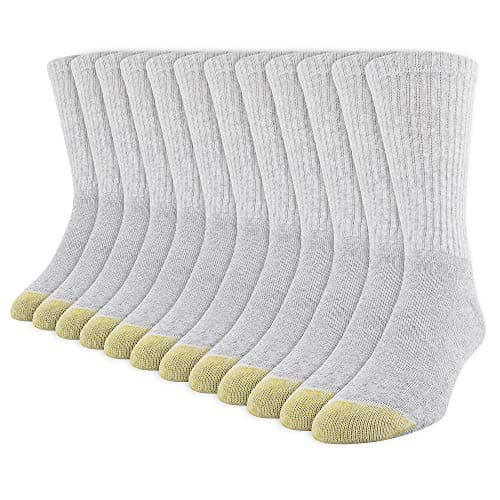 GOLDTOE Men's 656S Cotton Crew Athletic Socks, Multipairs, Grey Heather (12-Pairs), Large