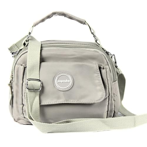 POPCUBE Women Small Crossbody Bag Waterproof Multi-layer Casual Satchel Bag Shoulder Bag Messenger Bag Travel Bag With Inner Padded Pocket & Adjustable Strap (Grey)
