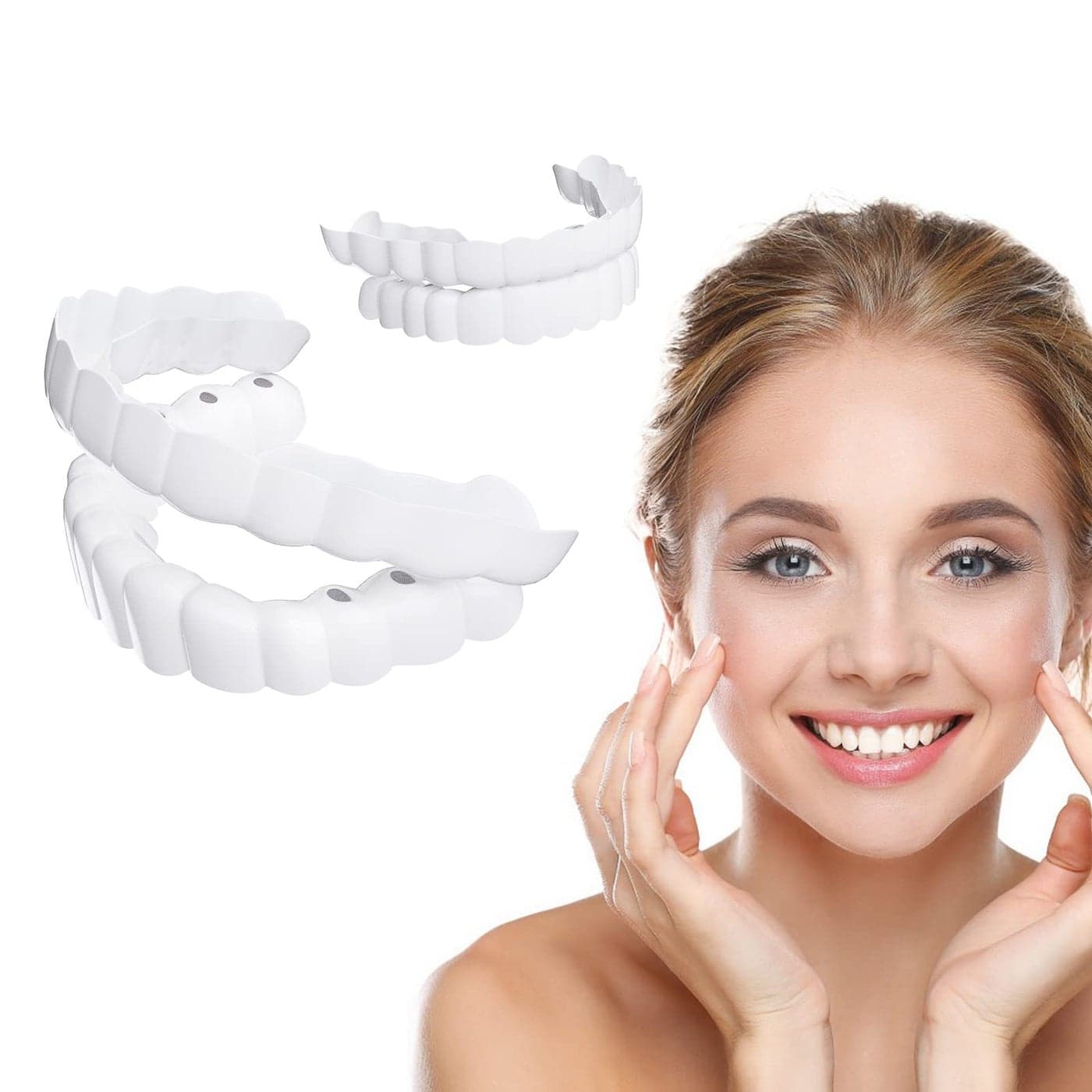 2 Pairs Veneers Snap in Teeth Teeth Comfort Fit Whitening Veneer Snap on Dentures with Woman Man Party in Smile Beautiful Snapping instants