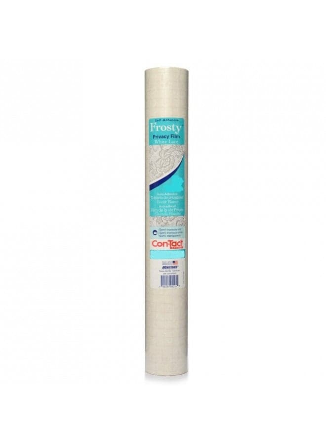 Con-Tact Brand Creative Clear Covering, Versatile and Self-Adhesive Shelf Liner, Semi-Transparent Privacy Film, Protective Clear Vinyl, 18'' x 9', Frosty White Lace