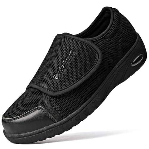 Women's Diabetic Shoes Easy Put on with Adjustable Lightweight for Edema Plantar Fasciitis Bunions Arthritis Neuropathy Wide Width Swollen Feet Bottom Fattening and Widening Elderly Shoes Black,7