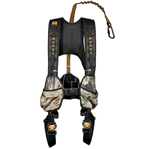 Muddy Hunting Tree Stand Safety Systems Lightweight Padded Nylon QuickRelease Crossover Harness Combo XLarge