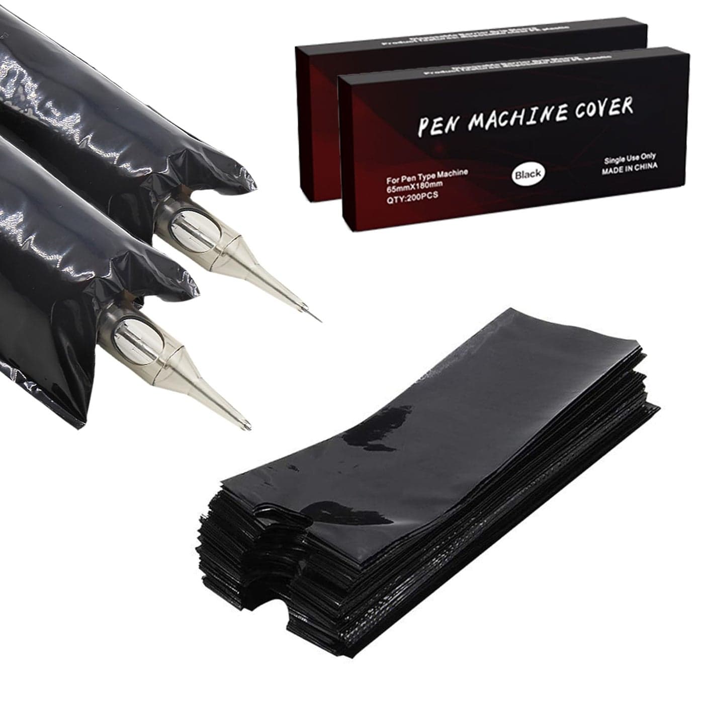 Large Machine Pen Covers TONBAO Gun Covers Grip Covers 400 Pcs Machine Bags 3x7 Big Machine Covers XL Black Gun Bags