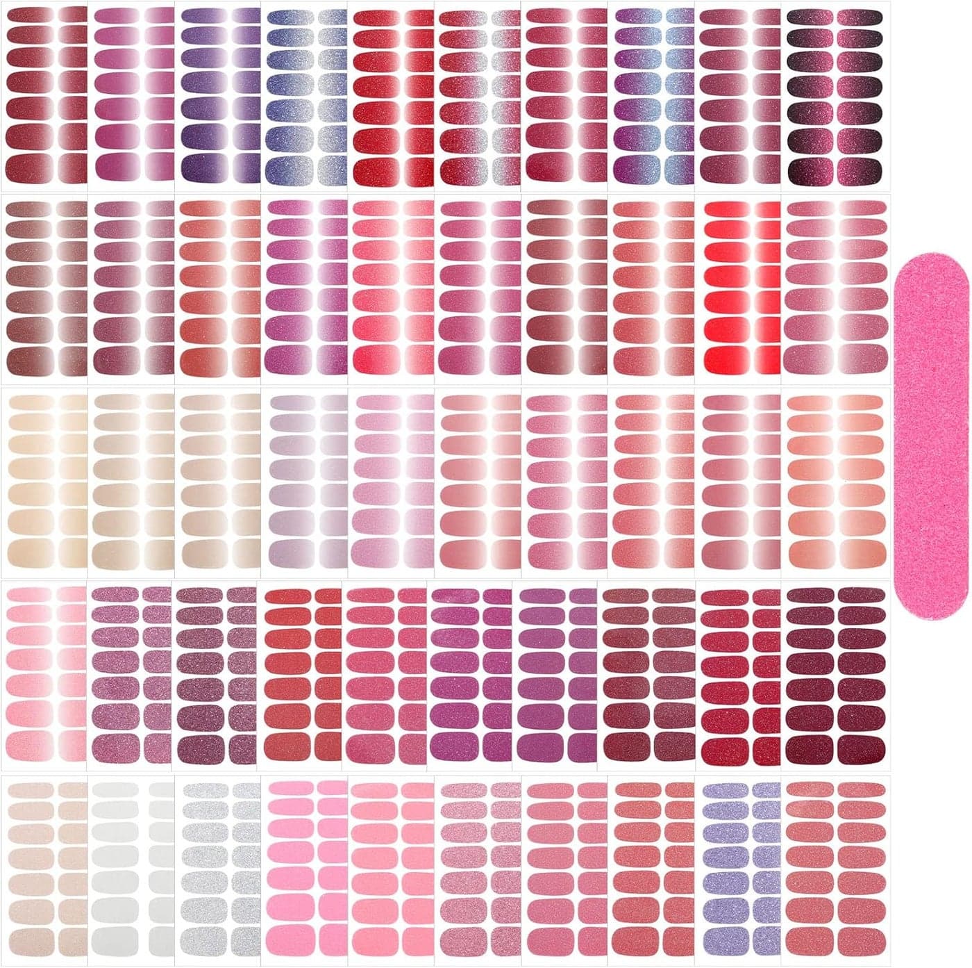 Maitys 700 Pieces Glitter Nail Wraps Nail Polish Strips Full Nail Wraps for Women 50 Sheets Self Adhesive Polish Nail Strips for Women DIY Nail Art Decals Strips with Nail File