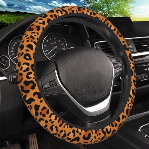 Animal Leopard Print Cheetah Steering Wheel Cover NonSlip Breathable Neoprene Steering Wheel Covers Women Car Accessories Universal 15 Inch Fit Auto Suvs Truck