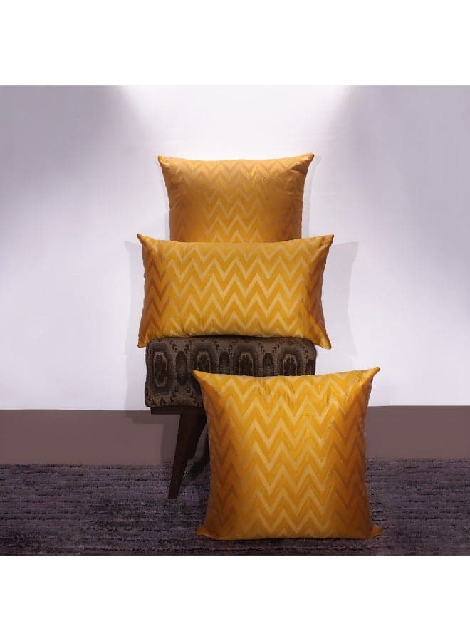 BYFT Orchard Cushion Cover 12 x 20 inch (Zig Zag Design - Yellow) 30 x 50 cm Luxury Decorative Cushion Cover for Sofa, Bed & Living Room- Set of 2 without inserts