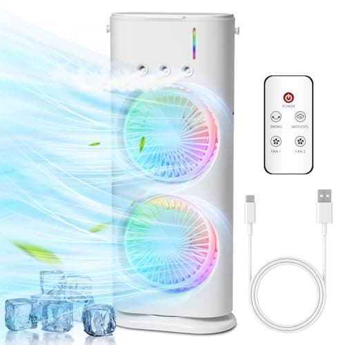 Portable Personal Air Cooler with Water Tank & Adjustable 3-Speed Fan, USB Powered Compact Desk Cooling Device for Home, Office, Bedroom & Travel Use
