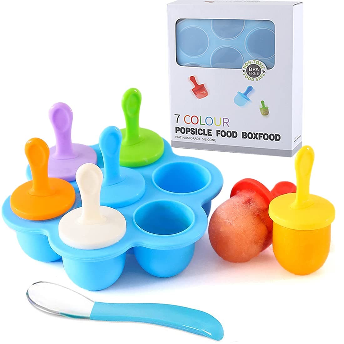 JBYAMUS Silicone Popsicle Molds, Ice Pop Molds, Storage Container for Homemade Food, Kids Ice Cream DIY Pop Molds - BPA Free (Blue)