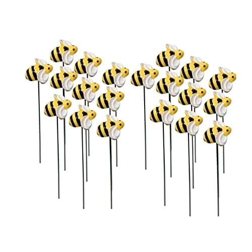 20pcs Bee Garden Stakes, Resin Bumblebee Yard Decor for Flower Pots - Spring Summer Outdoor Decoration, Durable Garden Stakes for Flower Beds & Lawn (20pcs)