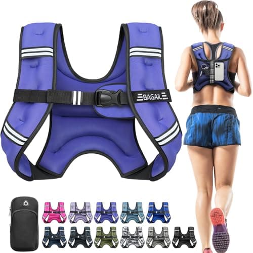 BAGAIL ComfortFit Weighted Vest for Woman Even Weight Distribution Faster Weight Loss NoChafe or Bounce for Walking Running with Detachable Phone Pouch Reflective Stripes Available 530lbs