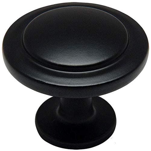 Cosmas 10 Pack 5560FB Flat Black Cabinet Hardware Round Knob - 1-1/4" Diameter