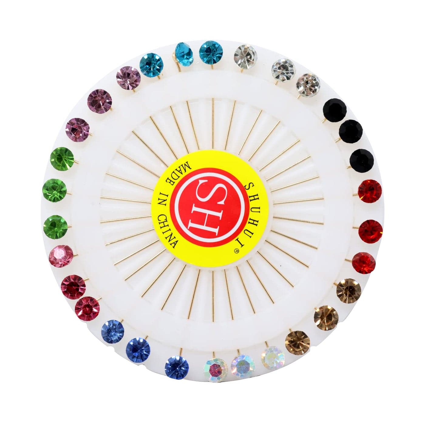 Honbay 30PCS Hijab Pins with Safety Caps Colorful Crystal Rhinestone Ball Muslim Hijab Scarf Shawl Sweater Cardigan Safety Wedding Sewing SnagFree Pins