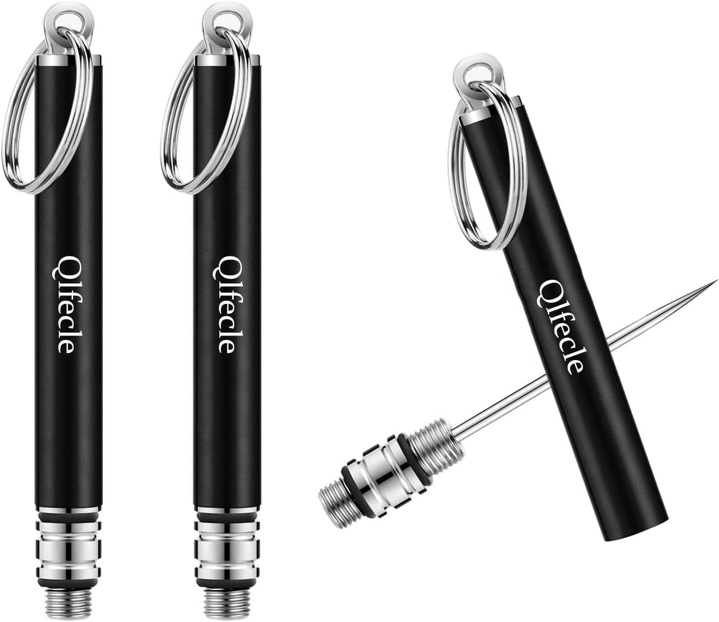 Qlfecle Portable Mini Titanium Toothpicks Holder 2 Pieces Stainless Steel Metal Toothpicks Holder Reusable Toothpick Holder for Home OutdoorBlack