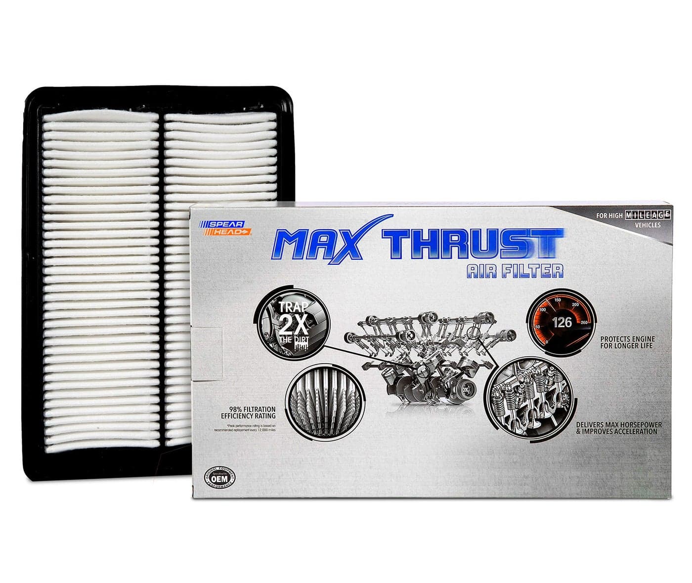 Spearhead MPG Defense Max Thrust Engine Air Filter For All Mileage Vehicles Fits Like OEM Restores MPG Acceleration MT858