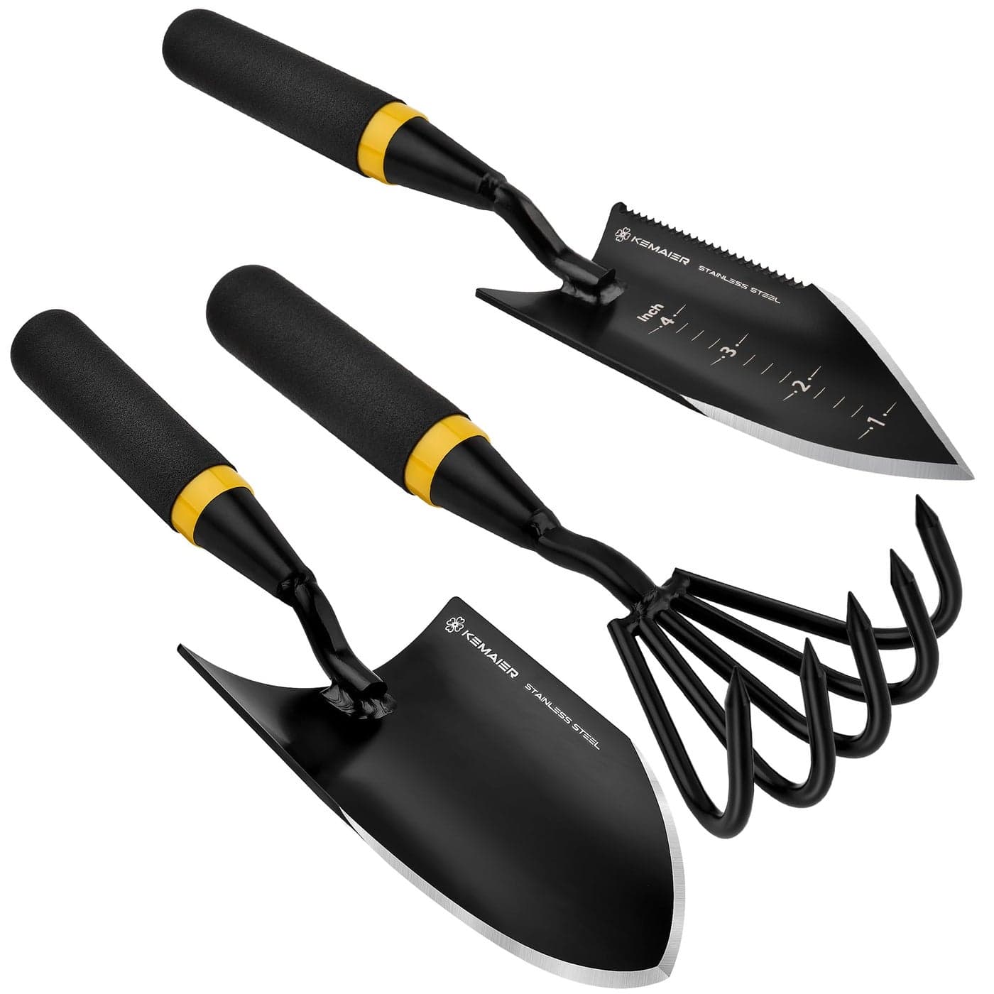 KEMAIER Heavy Duty Stainless Steel Garden Tool Set Thoughtfully Crafted for Outdoor Patio Use Perfect for Both Men and Women Includes Gardening Trowel Transplanting Shovel and Hand Cultivators