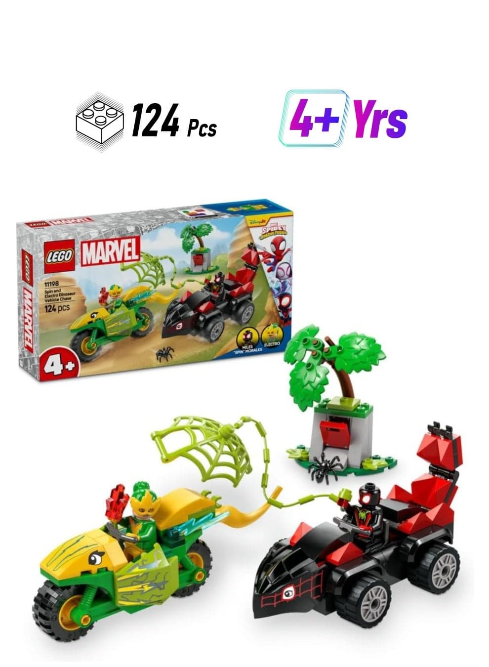 LEGO Spin and Electro Dinosaur Vehicle Chase Set, Creative Building Toy with a Super Hero Car 11198