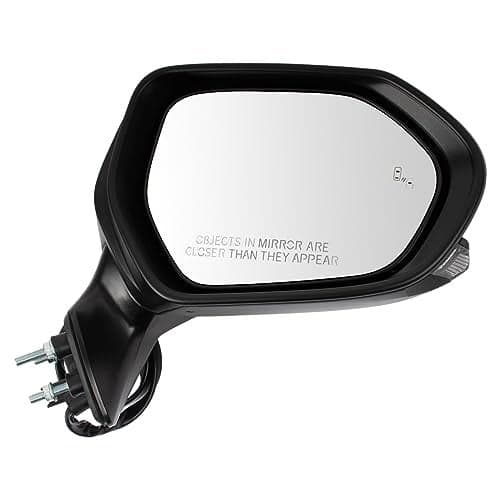 TRQ Passenger Side Power Heated Mirror Smooth Black Paint to Match Compatible with 2019-2021 Toyota Avalon TO1321404