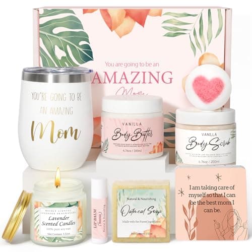 New Mom Gifts for Women Pregnancy Gifts for Expecting Mom new Mom Care Package After Baby Mothers Day Mom to Be Gift Mama Must Haves with Affirmation Cards Candle for Self Care After Birth Pink