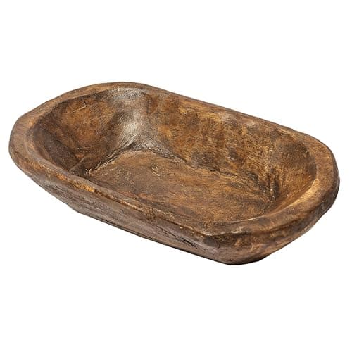 MAINEVENT Decorative Bowl Home Decor Approx 10 Inch, Hand Crafted Spanish Oak Wooden Dough Bowl Decor, Table Centerpiece Made in USA