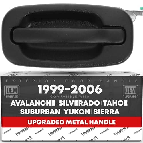 Exterior Rear Driver Door Handle Upgraded Metal Compatible with 19992006 Chevrolet Silverado Tahoe Suburban Avalanche 9906 GMC Sierra Yukon Textured Black OEM 15721571 80579 GM1520105