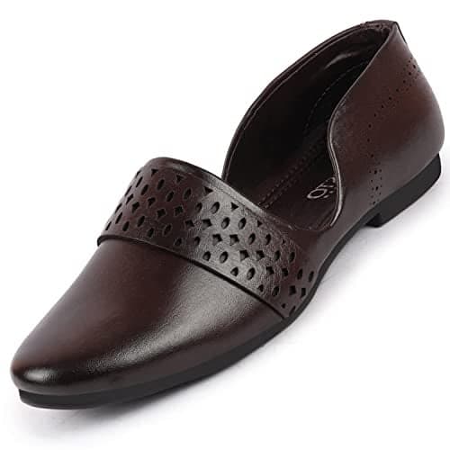 FAUSTO FST FOSME-2040 BROWN-40 Men's Brown Laser Cut Side Open Broad Feet Ethnic Party Slip On Shoes (6 UK)