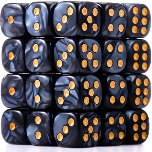TecUnite 25 Pieces 6 Side Polyhedral Dice Set with Black Pouch Compatible with Board Activities Parties Math Learning and Others with Random Multi Colored Mix ColorBlack6 Sides