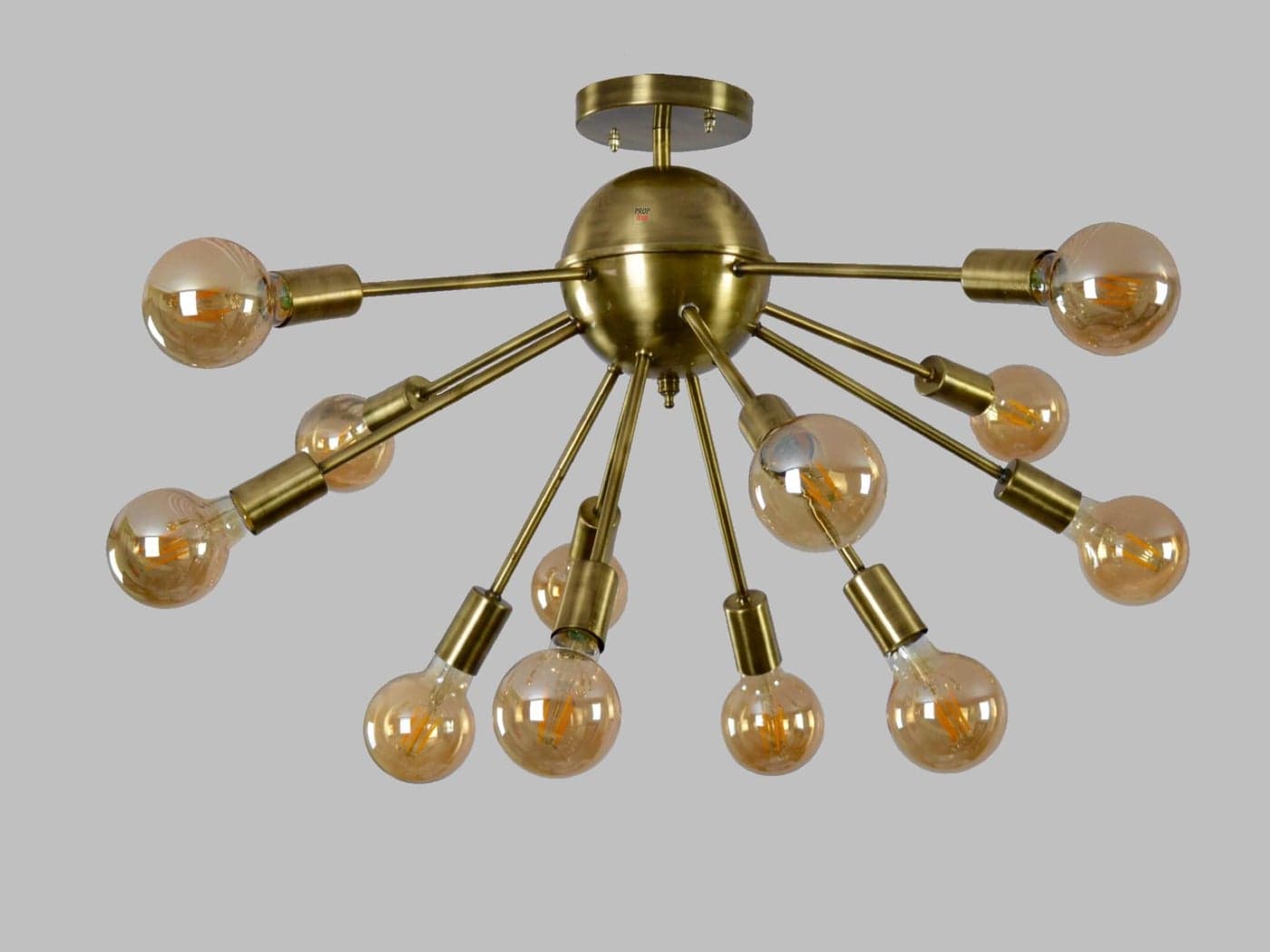 Prop It Up Corona Design Contemporary Chandeliers Modern Light Fixtures Ceiling Hanging Vintage Retro Rustic Industrial Pendant Lighting, AC, MEATL, ANTIQUE - 12 LIGHT HALF ANT, Round