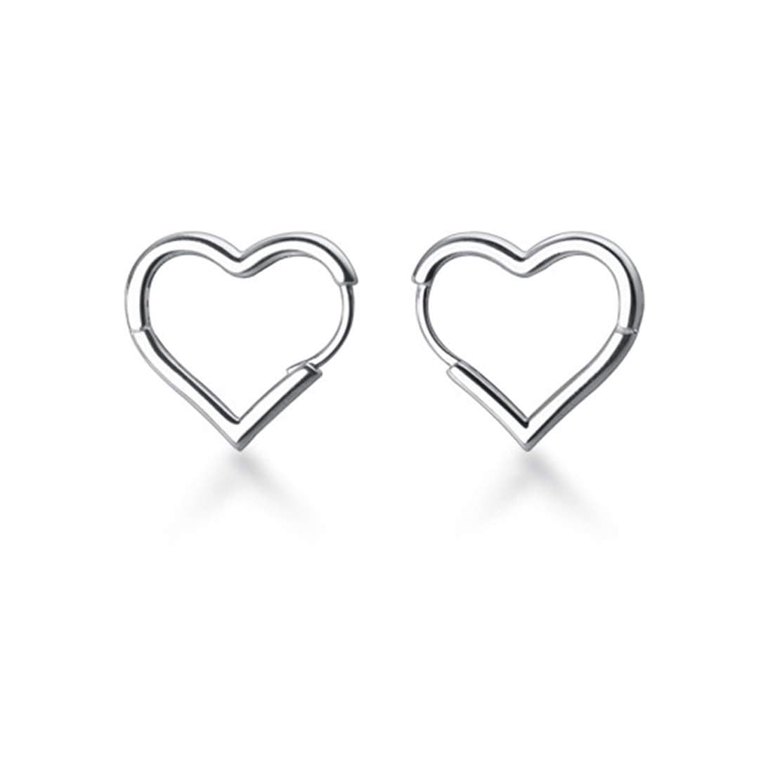 SLUYNZ Solid 925 Sterling Silver 1.6CM Heart Hoop Earrings for Women Teen Girls Minimalist Hoop Earrings Sweet Love Heart Earrings (A-Sterling Silver)