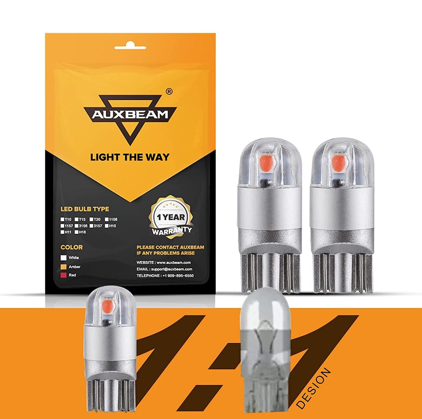Auxbeam T10 194 LED Bulbs Red, Super Bright Non-Polarity W5W 168 2825 Car Interior Lights, LED Replacement Bulb for Dashboard Lights, License Plate lights, Dome Map Light,Brake Light 2 PCS