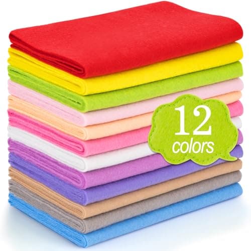MITINU 12 Rolls 8x35205x90cm 14mm Thick Soft Felt Fabric Sheet 12 Assorted Rainbow Series Colors Felt Pack Pastel Felt Sheets for DIY Craft Sewing Squares Nonwoven Patchwork