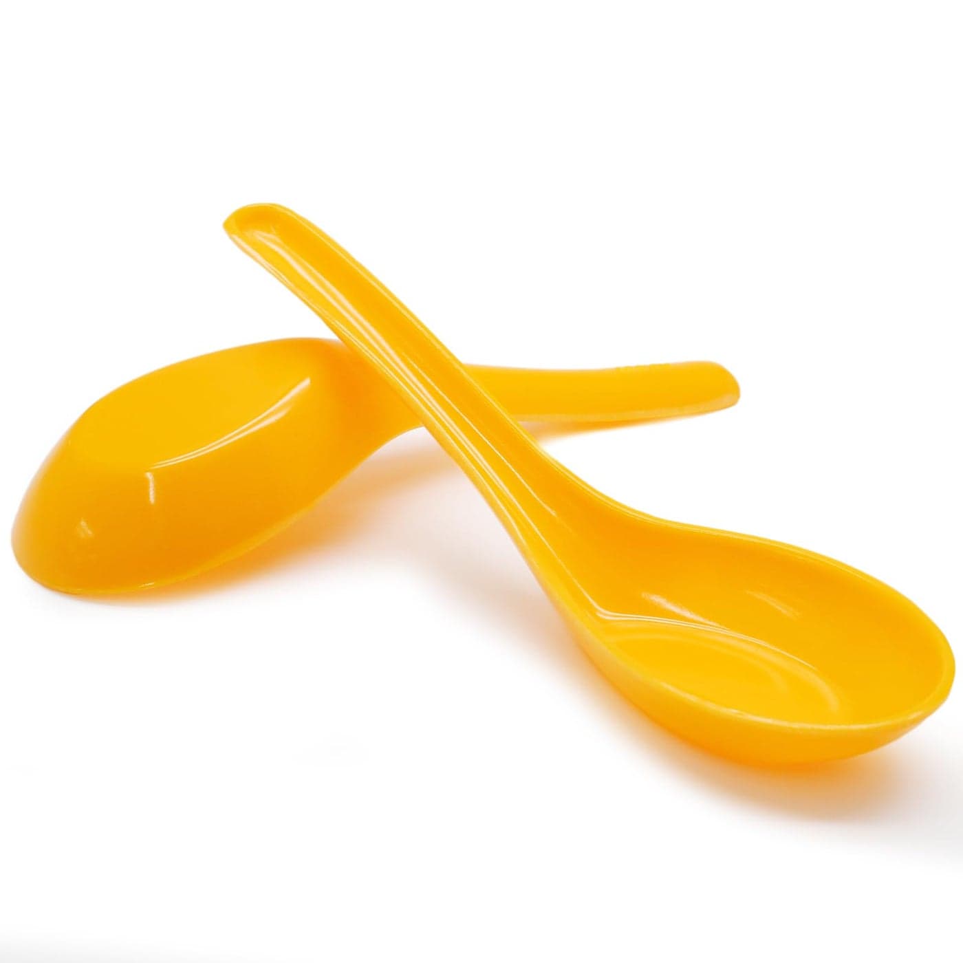 Cionyce 2 Pcs Chinese Soup Spoons Asian Japanese Miso Ramen Wonton Dumpling Pho Rice Noodle Soba Soup Spoons Melamine SpoonsYellow