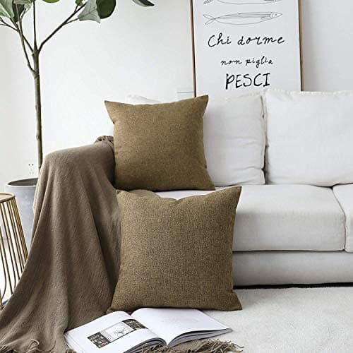 Khooti Jute Cushion Cover | - | Set of 2 | Throw Pillow Cover for Couches, Chairs, Sofas, Beds, Coffee Tables, Living Rooms, Bedrooms, Modern Boho Design 22x22 Inch, Light Umber