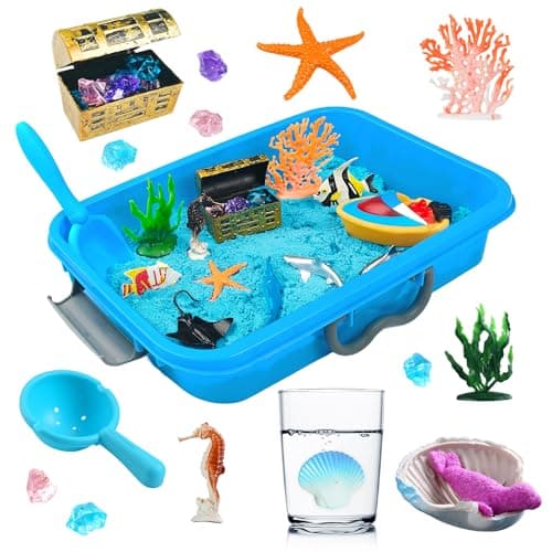 AGENTLAN Ocean Sensory Bin Ocean Sensory Water Toys with Sea Animal for Toddlers Boys and Girls Kids Toys Gift Sand Box for Age 3 4 5 6 7 8