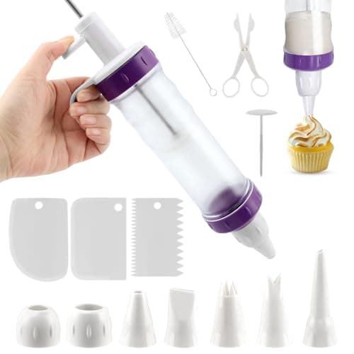 Donut Filler Injector, Cupcake Filler Tool Piping Kit, with 7 Icing Nozzles, 3 Cream Scrapers Frosting Piping Nozzles Kits, for Cake Cookie Baking