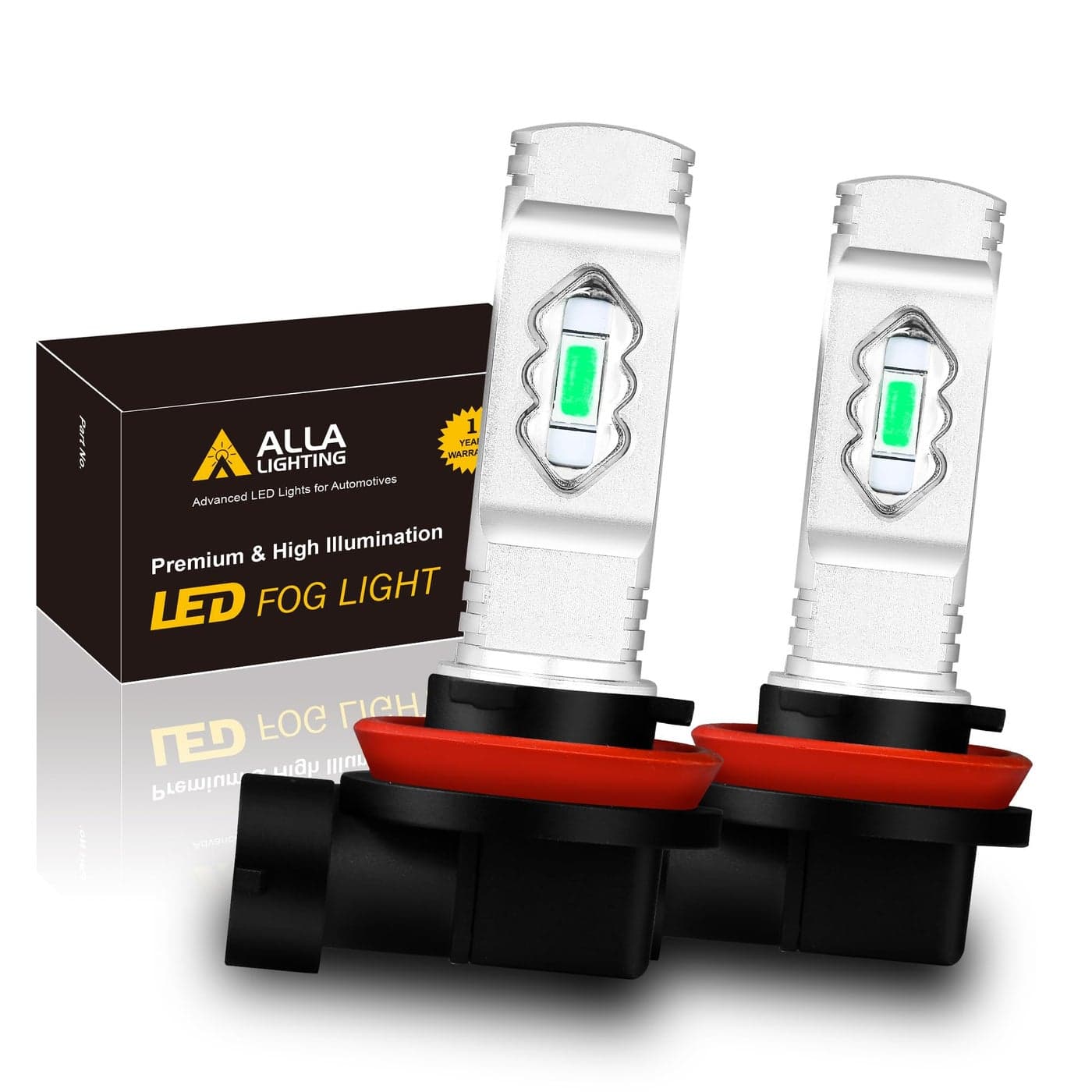 Alla Lighting 3800lm H8 H11 LED Bulbs H16 8000K Ice Blue Fog Lights High Illumination ETI 56SMD Xtreme Super Bright Lamp Replacement